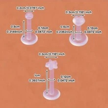 12入組亞克力透明隱形唇釘和男女適用的心形/花形耳釘,適合日常佩戴 - 12件隱形唇釘 - 查看 6