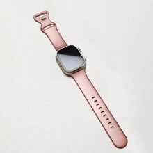 1pc Rose Gold/Silver/Champagne Metal Soft Silicone Replacement Watch Band, Compatible With Apple Watch Ultra 2, Series 9, 8, 7, 6, 5, 4, 3, 2, 1, 38mm, 40mm, 41mm, 42mm, 44mm, 45mm, 49mm, Outdoor Sports Smartwatch Accessories