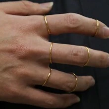 Set Di 6 Anelli Sottili In Acciaio Inossidabile Minimalista Per Uomo E Donna