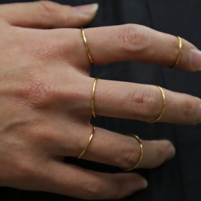 Set Di 6 Anelli Sottili In Acciaio Inossidabile Minimalista Per Uomo E Donna