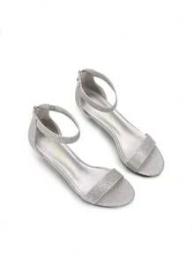 Women Fashion Stilettos Open Toe Pump Heeled Sandals Fashion Ankle Strap Summer Sandals Withe Back Zipper And Adjustable Buckle - 銀色 - 查看 7