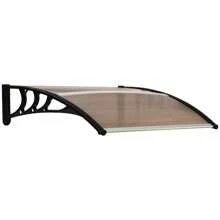Outsunny Tejadillo de Protección 75x100 cm Marquesina Exterior para Puertas y Ventanas contra Sol y Lluvia con Soporte de Aleación de Aluminio - Marrón - Ver 2