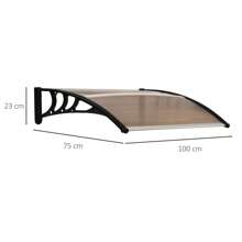 Outsunny Tejadillo de Protección 75x100 cm Marquesina Exterior para Puertas y Ventanas contra Sol y Lluvia con Soporte de Aleación de Aluminio - Marrón - Ver 3