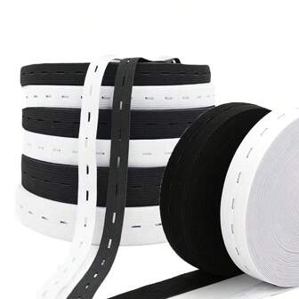 2m/5m/10m Buttonhole Knit Elastic Band, Rubber Elastic Strap, Suitable For Diy Sewing Clothing Pants Accessories
