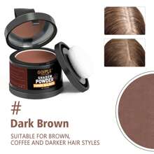 GOIPLE 0.18盎司/5克 深棕色补发粉，瞬间遮盖稀疏发际线，配有柔软海绵粉扑和便携式镜子 - 咖啡棕 - 查看 3