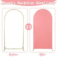 1pc Spandex Wedding Arch Cover, 2-Sided Fitted Round Top Chiara Backdrop Stand Covers For Wedding Birthday Party Shower Banquet Arch Decoration - 塵土飛揚的玫瑰 - 查看 7