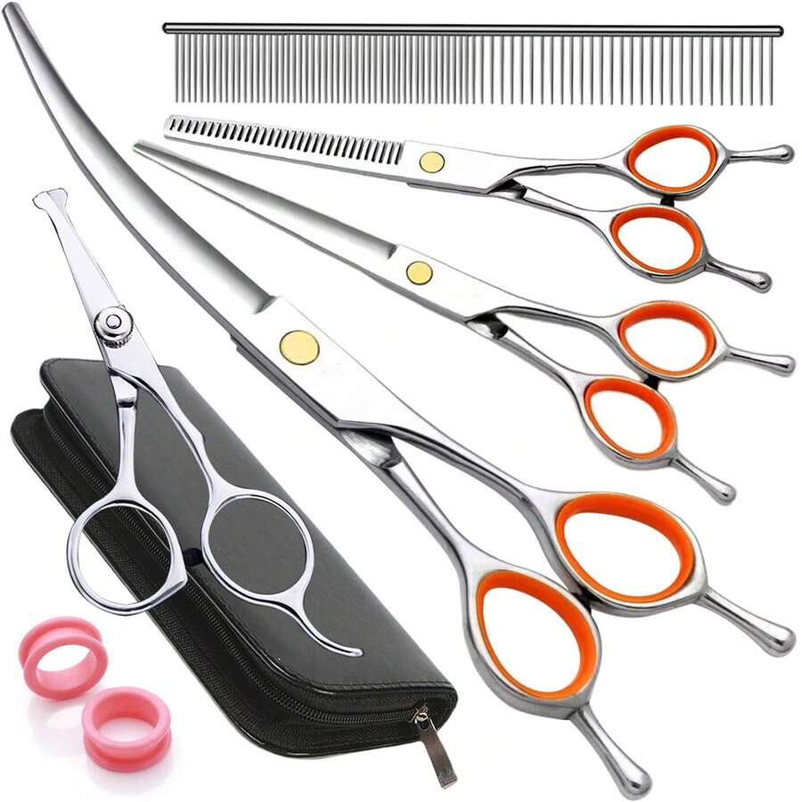 Dog Grooming Kit 7.5in Professional Dog Grooming Scissors Curved Set