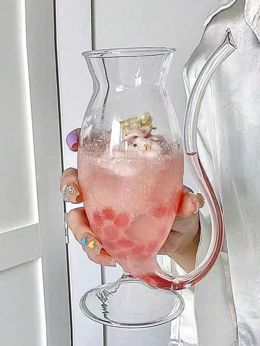 1pc Creative Vampire Shaped Cocktail Glass With Straw For Drinkware - Clear - View 1