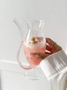 1pc Creative Vampire Shaped Cocktail Glass With Straw For Drinkware - Clear - View 4