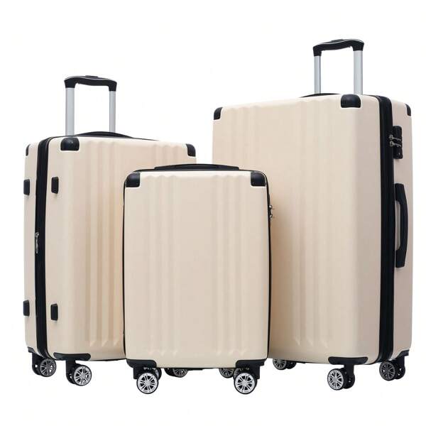 Flieks Gepäck Hartschalen-Trolley Gepäckkoffer Trolley Hartschalenkoffer Handgepäcktrolley Reisekoffer Koffer,  4 Rollen, TSA-Schloss, ABS-Material