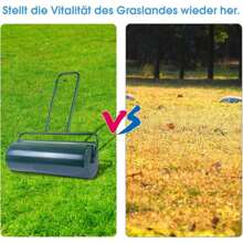 Rodillo para césped, Rodillo para césped rellenable, Volumen de llenado 63L/48L, Rodillo manual, Rodillo para jardín, 30 cm/32 cm de diámetro, Rodillo para césped de metal, Rodillo para césped de metal - Rellenable con agua/arena, Verde (63 L)