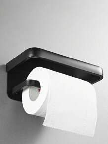 Suporte de papel higiênico de parede preto, para celular, rack para papel higiênico em alumínio