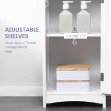 Kleankin Tall Bathroom Storage Cabinet With 3 Tier Shelf, Cupboard, Drawer, Door, Freestanding Linen Tower, Slim Side Organizer, White - 白色 - 查看 8