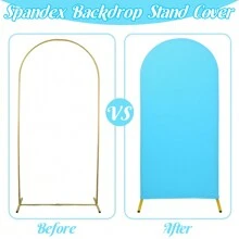 1pc Spandex Wedding Arch Cover, 2-Sided Fitted Round Top Chiara Backdrop Stand Covers For Wedding Birthday Party Shower Banquet Arch Decoration - 藍色 - 查看 7