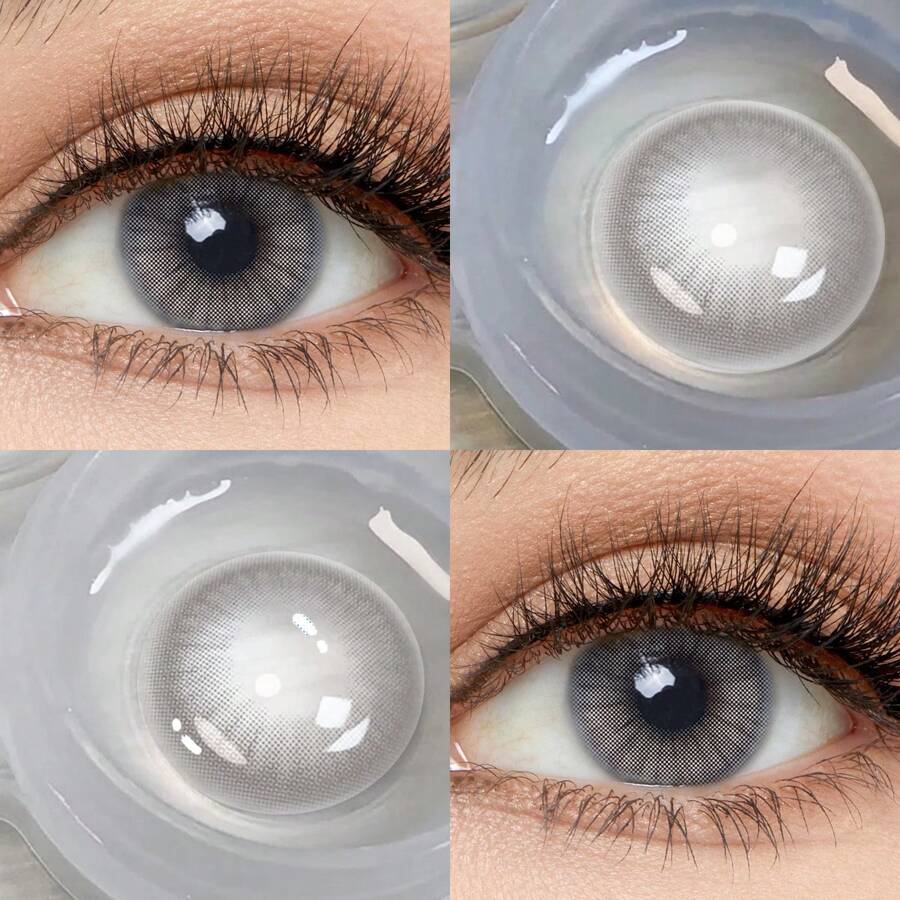 2pcs/Pack Light Gray Invisible Contact Lenses, Cosmetic Contact Lenses For The Whole Year, Diameter: 14.5mm, Beauty Contact Lenses Halloween Costume Cosplay - Light Grey - View 1