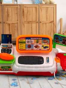 Mini Caixa Registradora Infantil Brinquedo Menino Menina Máquina Criança Supermercado Acessórios Cartão Interativa - Well Kids - Multicolorido - Visão 2