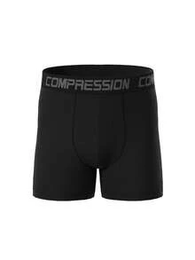 4pcs/Set Men's Sports Stretchy Breathable Boxer Briefs, Quick-Drying Running Training Cool Swim Trunks Compression Tights - Black and White - View 2