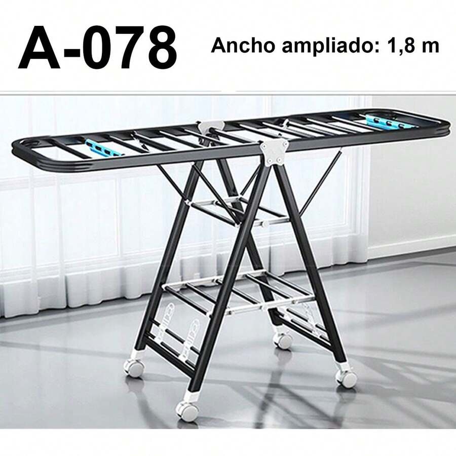 Tendedero de ropa plegable, varilla de secado de ropa de pie para el hogar, tendedero simple para colgar ropa - Negro - Ver 1