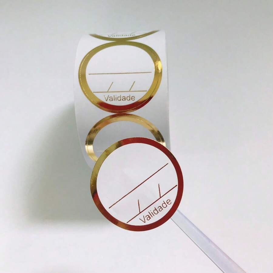 Etiquetas moldura redondo com 500 unidades - Dourado - Visão 1