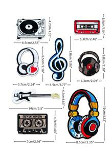 16pcs Vintage Style Embroidery Patches With Guitar, Headphone, Musical Note Patterns, For Ironing, Sewing And Decorating Clothes, Shoes, Hats, Bags, Jackets, Etc. - Multicolor - View 3