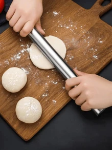1pc Stainless Steel Rolling Pin, Baking Tool, Non-Stick Dough Roller For Baking Gummies, Pizza, Pies, Pastries, Noodles, Dough, Cookies Back To School