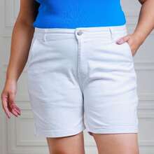 Plus Size Shorts - 白色 - 查看 1