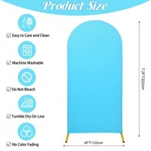 1pc Spandex Wedding Arch Cover, 2-Sided Fitted Round Top Chiara Backdrop Stand Covers For Wedding Birthday Party Shower Banquet Arch Decoration - 藍色 - 查看 6