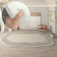 1 tấm thảm giả len bất đối xứng - Ấm áp & Chống trơn trượt, Dày & Mềm mại, Thích hợp cho phòng khách, phòng ngủ, ghế sofa, khu vực tiếp khách và trang trí nhà cửa. - Màu be - Xem 1
