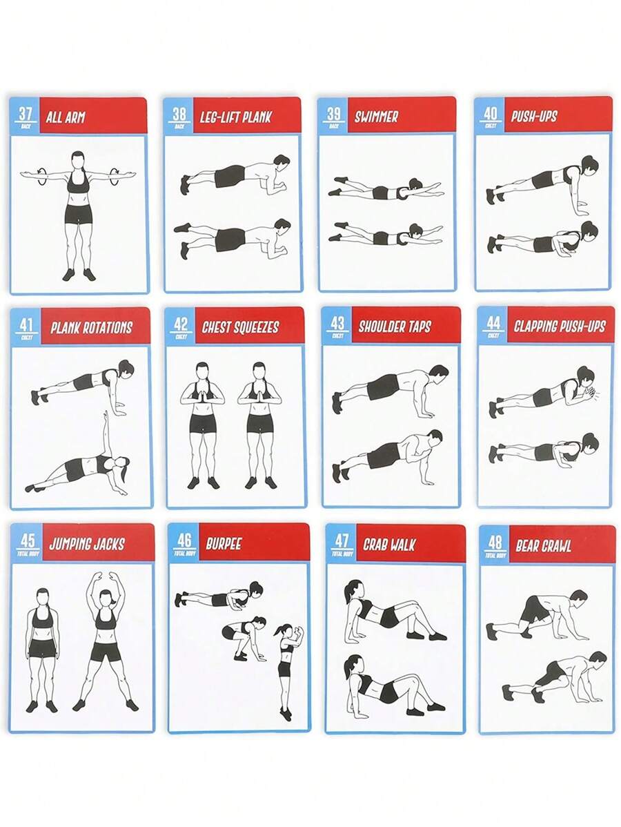 Okuna Outpost Bodyweight Exercise Cards For Workout Routine, Fitness