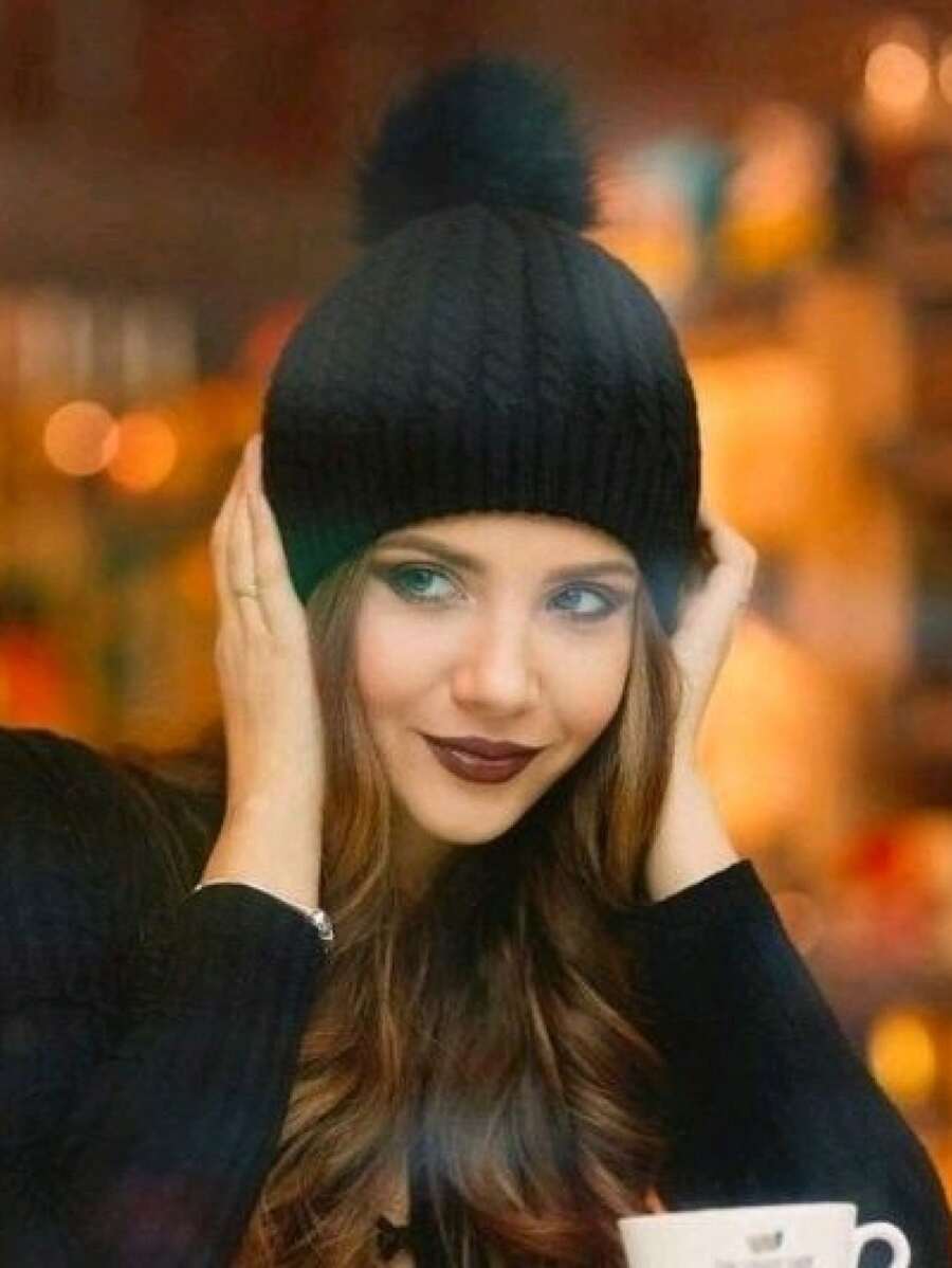 Women Beanie Hat - 黑色 - 查看 1