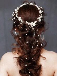 5pcs Elegant Romantic Premium Quality Faux Pearl Hair Chain Head Jewelry Head Pieces Jewelry, Hair Jewellery