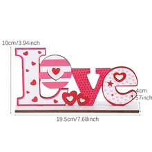 1pc New Valentine's Day Diy Wooden Decor With Creative Letter Design, Festival Atmosphere Decoration For Tabletop, Scenes, Etc. - Multicolor - View 2