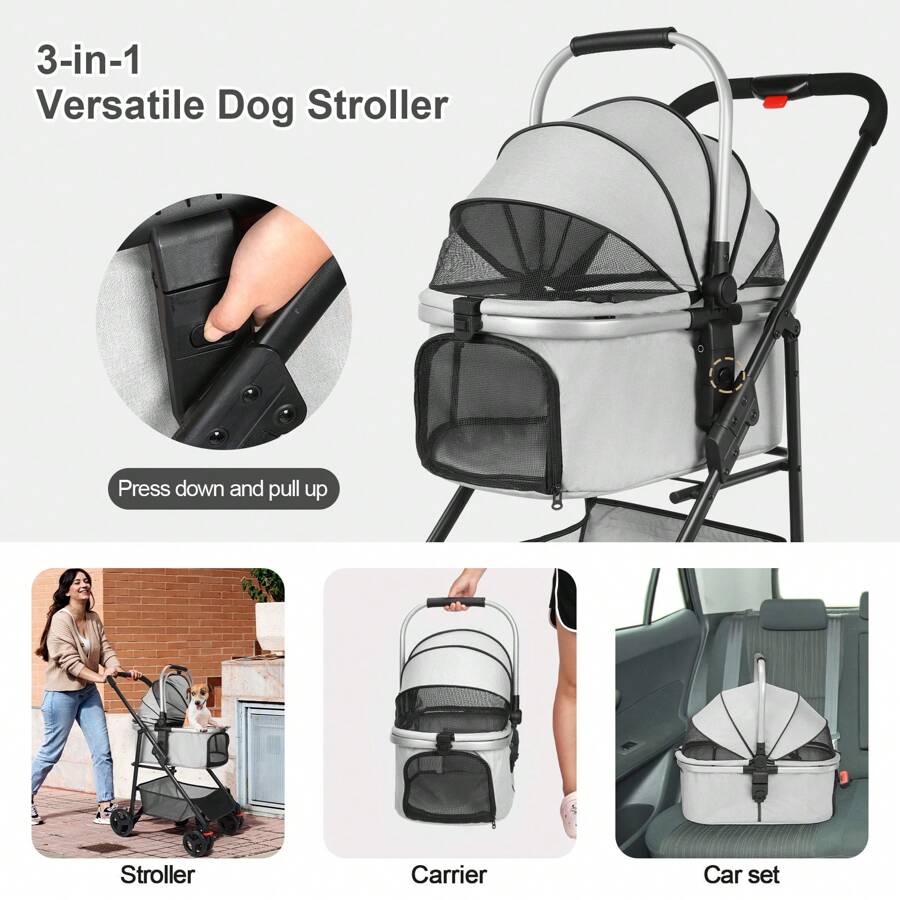 Wedyvko 3In1 Dog Stroller For Small Medium Dogs, Upgraded Versatile