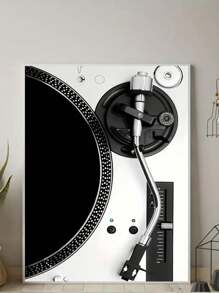 1片黑白色黑膠唱片音響壁畫,復古樂器海報 - 黑與白 - 查看 5