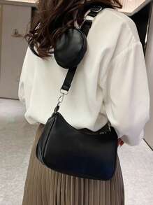 Women's Solid Color Casual Fashion Crossbody Bag Suitable For Daily Outings - Black - View 4