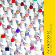 Esmalte de uñas tipo gel de gran capacidad de 15ml, disponible en 120 colores, un solo unicolor por frasco, con tapa superior, nuevos arribos especialmente diseñados para salones de uñas