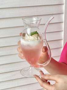 1pc Creative Vampire Shaped Cocktail Glass With Straw For Drinkware - Clear - View 3