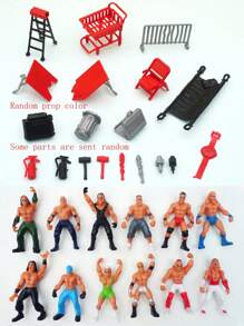 12 unidades Figuras de acción de lucha libre con set de ring de 4 esquinas, accesorios y modelos en miniatura creativos. Estilo y color al azar, algunos accesorios pueden tener diferentes colores. Empaque frágil durante el tránsito. Decoración de habitación - Albaricoque - Ver 9