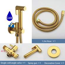 ULA 一組g1/2金色坐浴龍頭,黃銅坐浴龍頭噴嘴套件,便攜坐浴噴頭,淋浴花灑單冷水龍頭 - 金色 - 查看 1