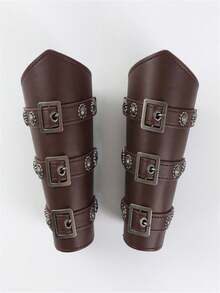 2pcs Rivet Decorative Wrist Braces PU Leather Medieval Viking Arm Guards For Renaissance Faire LARP Cosplay Props - Brown - View 1
