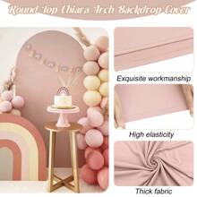 1pc Spandex Wedding Arch Cover, 2-Sided Fitted Round Top Chiara Backdrop Stand Covers For Wedding Birthday Party Shower Banquet Arch Decoration - 裸色 - 查看 9
