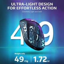 Attack Shark X6 超輕無線電競滑鼠,帶磁性 Rgb 充電座,49g 超輕型鼠標 Pixart Paw3395 感應器,26000dpi,三模 2.4g/usb-c 有線/bluebud 滑鼠,滑鼠貼紙