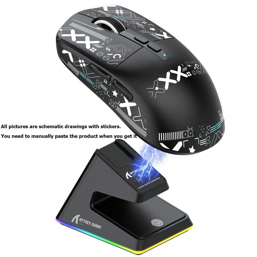 Attack Shark X6 超輕無線電競滑鼠,帶磁性 Rgb 充電座,49g 超輕型鼠標 Pixart Paw3395 感應器 ...