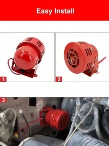 1套bemines Kx-5019紅色不銹鋼空襲汽笛喇叭,適用於學校、鐵路、碼頭、汽車和馬達警報 - 紅色 - 查看 2