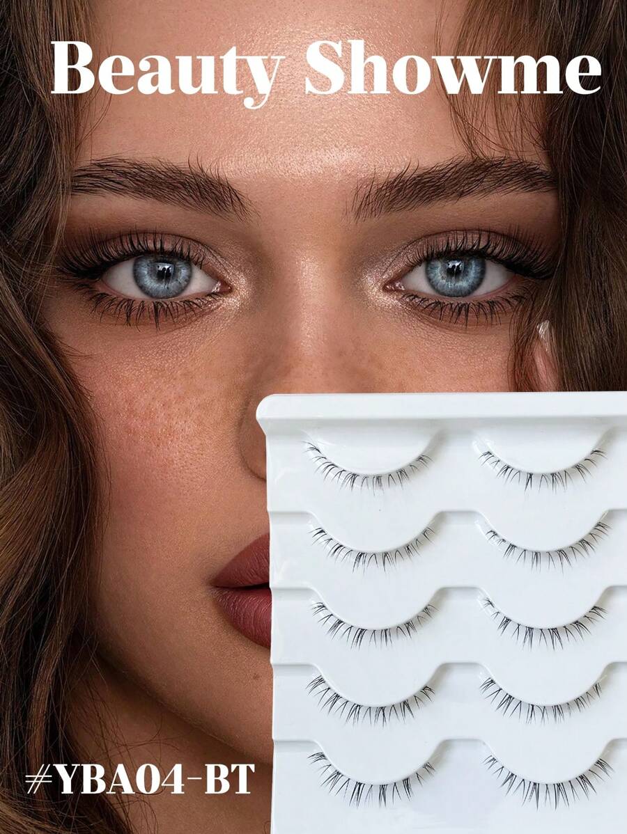 Beauty Showme 5 أزواج من إطالة رموش السفلية بطراز كرتوني، طقم رموش علوية وسفلية، رموش سفلية ذات شكل حرف J مجعدة، من شعر الماعز الآسيوي، خفيفة الوزن وناعمة، رموش سفلية بطراز كرتوني طبيعي، رموش سفلية رقيقة، مصنوعة من مادة شعر الماعز، شريط رموش شفاف، مناسبة لخط الرموش السفلية