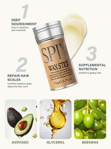 4入組髮型梳套裝，3入組拋光梳套裝附邊梳、刷子、大梳齒、刺梳，適用於修飾嬰兒髮和亂髮 - 黑色，1支75g頭髮蠟條，適用於蓬鬆頭髮 - 75g+black 3 pcs set - 查看 10