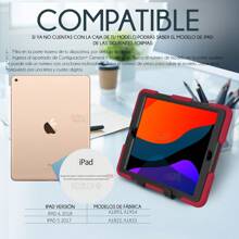 Funda Survivor para iPad 5 2017, A1822 | iPad 6 2018, A1893 Uso Rudo Resistente Mica Plástica A Prueba De Golpes, contra Caídas Antichoque con Soporte - Rojo - Ver 3