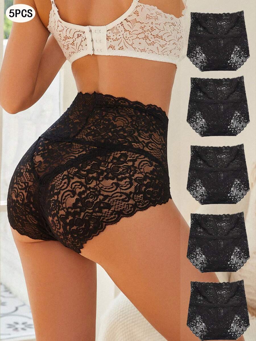 FINETOO 5 cái/bộ Của phụ nữ Nguyên chất Màu sắc Eo cao Hoa Tam giác Đồ lót