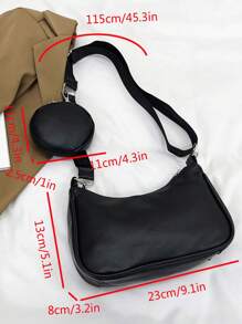 Women's Solid Color Casual Fashion Crossbody Bag Suitable For Daily Outings - Black - View 7