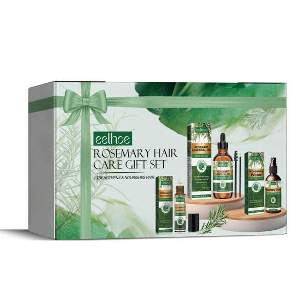 1 Caixa Conjunto de Presente de Cuidados para o Cabelo de Alecrim EE LHOE, Nutritivo e Reparador de Cabelos Danificados, Conjunto de Óleo Hidratante e Multiuso para Cabelos e Cílios